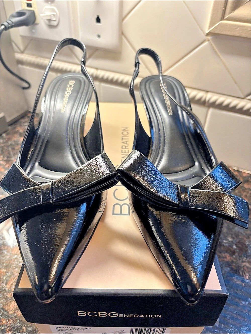 BCBGMAXAZRIA BCBG Generation Bow Slingback Pumps Black Slingback Heels US 9.5
